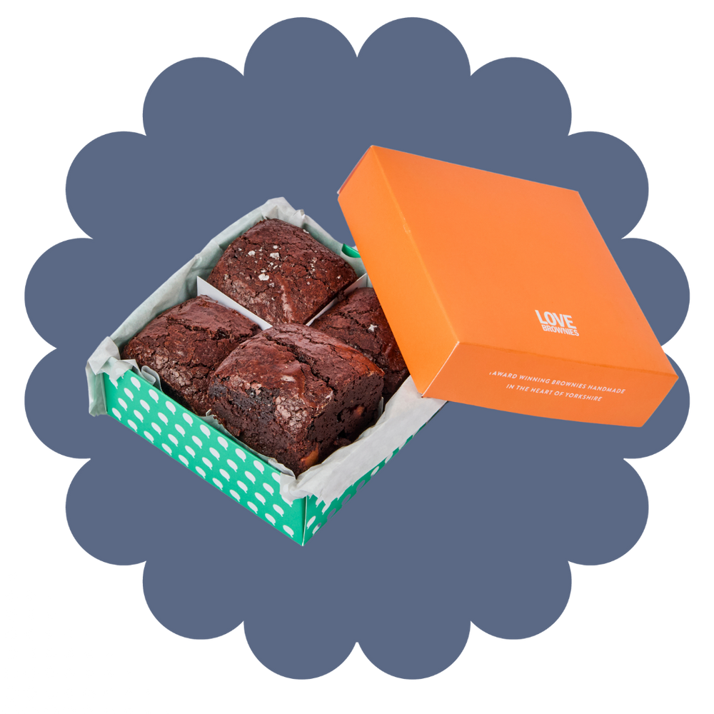 a gift box of 4 handmade gluten free chocolate brownies