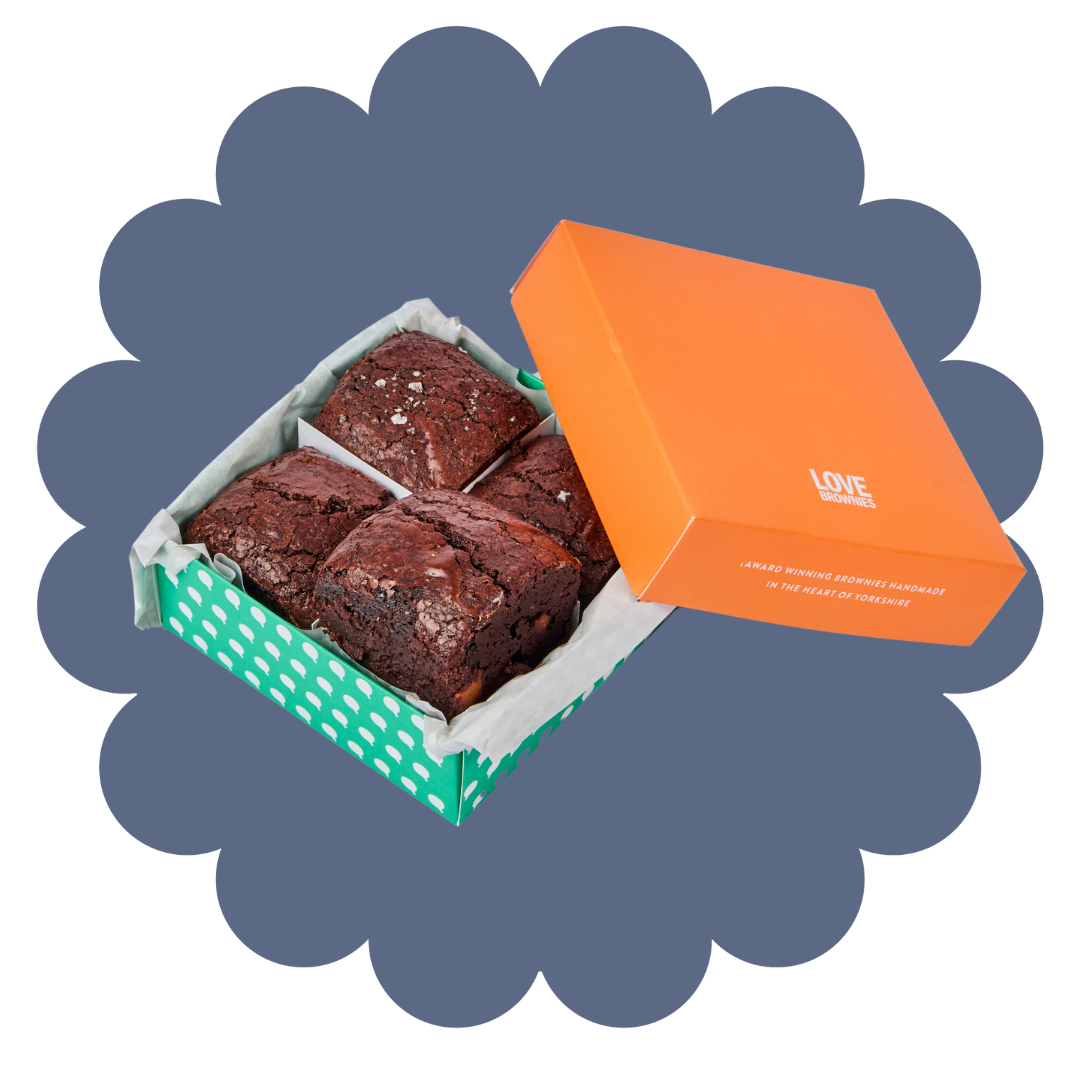 a gift box of 4 handmade gluten free chocolate brownies