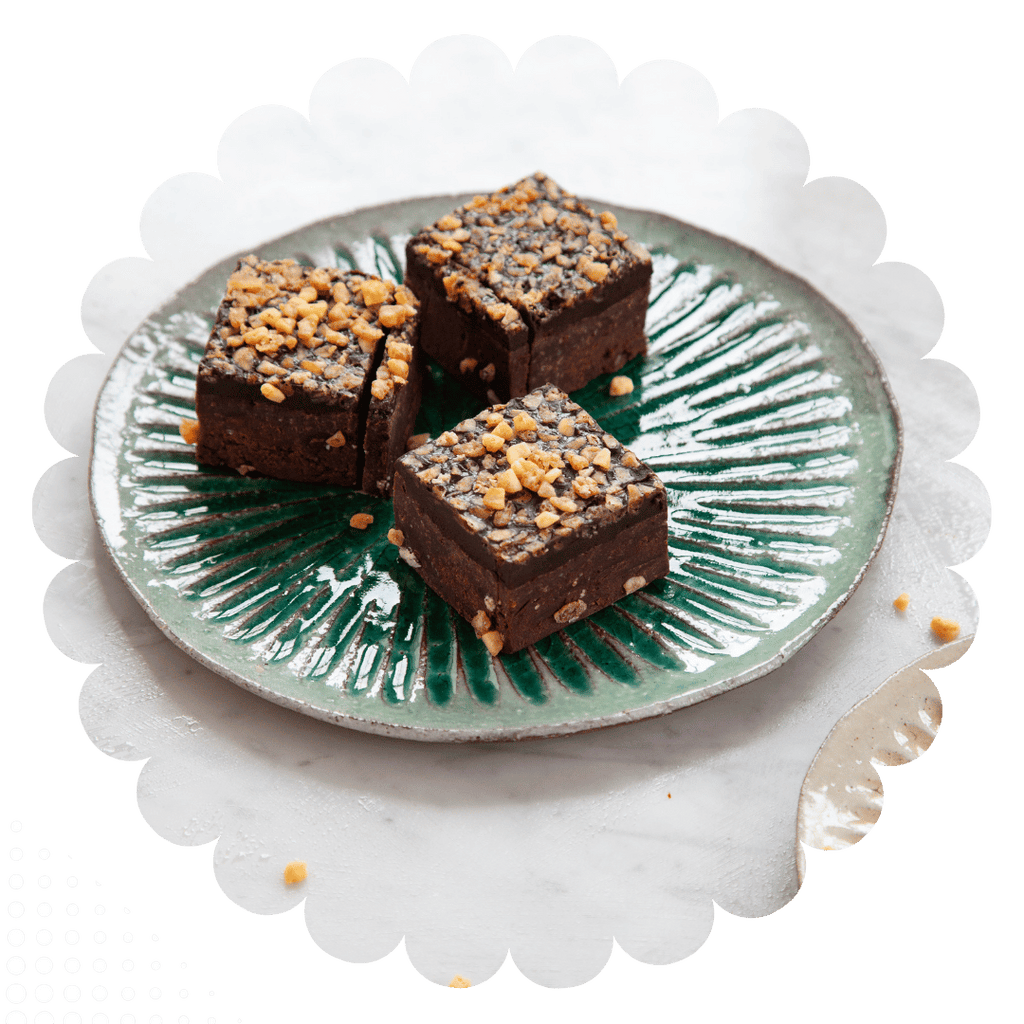 Fudgy vegan chocolate brownies with crunchy honeycomb topping