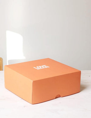 orange square cardboard hamper box
