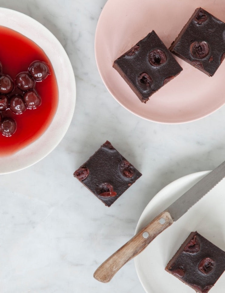 Vegan morello cherry brownies